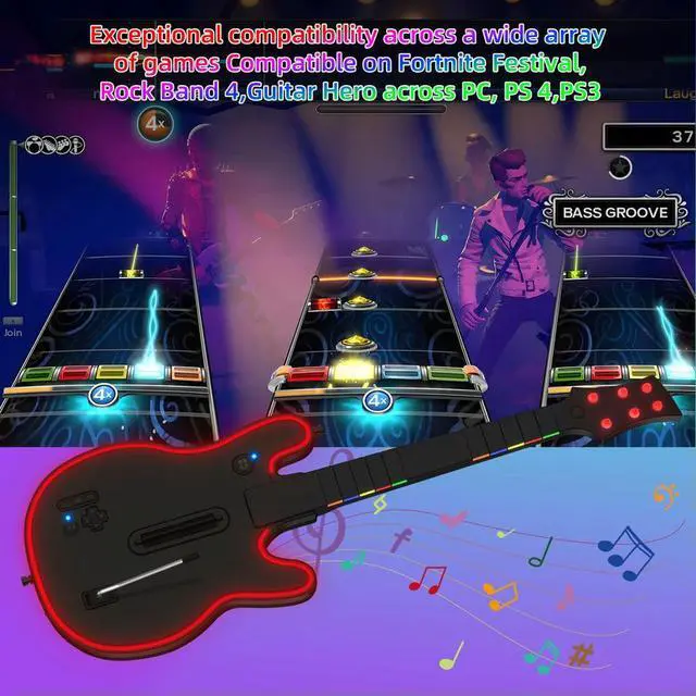 Alt view image 2 of 4 - 2.4G Wireless Guitar Controller Console Remote Joystick PC Guitar Controller for PS4/3 PC Guitar Hero Clone Hero Rock Band