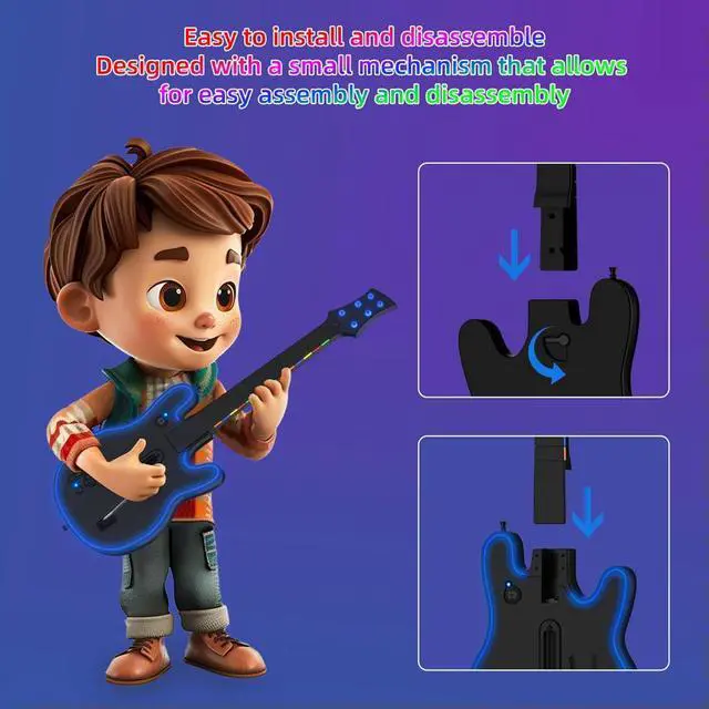 Alt view image 4 of 4 - 2.4G Wireless Guitar Controller Console Remote Joystick PC Guitar Controller for PS4/3 PC Guitar Hero Clone Hero Rock Band