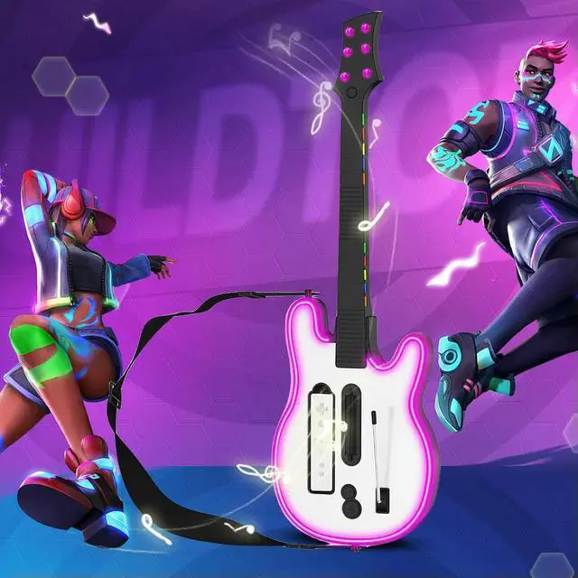 Alt view image 2 of 4 - Wireless Guitar Controller Wireless Gaming Controller RGB Console Remote Joystick Guitar Gamepad for Wii Guitar Hero