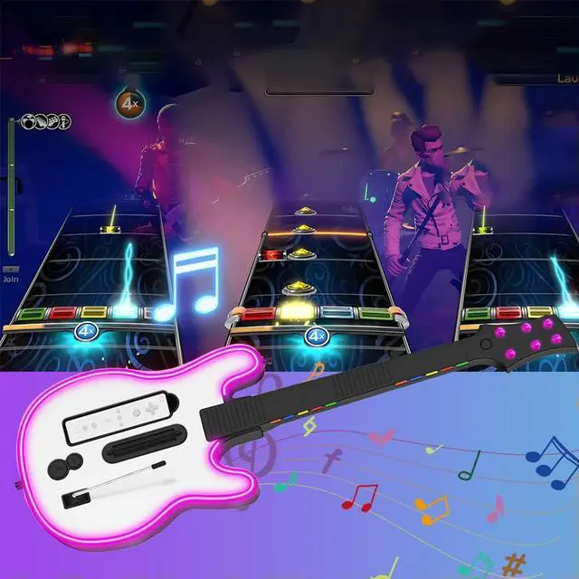 Alt view image 3 of 4 - Wireless Guitar Controller Wireless Gaming Controller RGB Console Remote Joystick Guitar Gamepad for Wii Guitar Hero