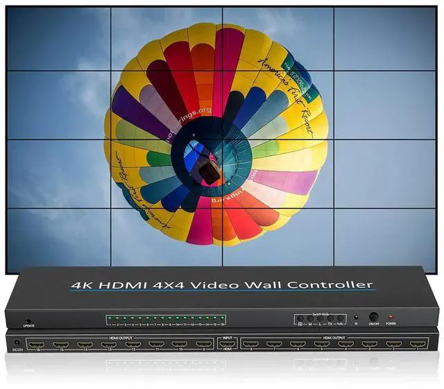 Alt view image 2 of 4 - 4K HDMI 4x4 Video Wall Controller 1 HDMI Input & 16 Output Screen Splicing Splicer Box TV Stitching Processor for TV Splicing