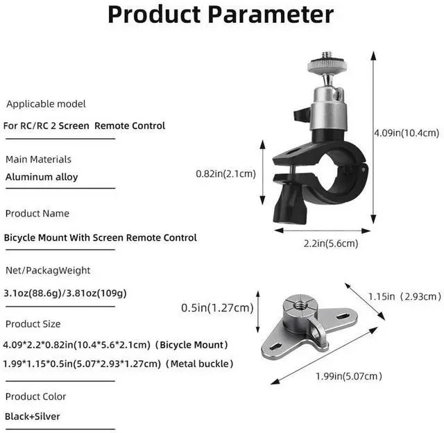 Main image of RC RC2 Remote Control Bike Holder Bar Hand Mount Bicycle Bracket Holder for Mini 3 4 Pro Drone Accessory
