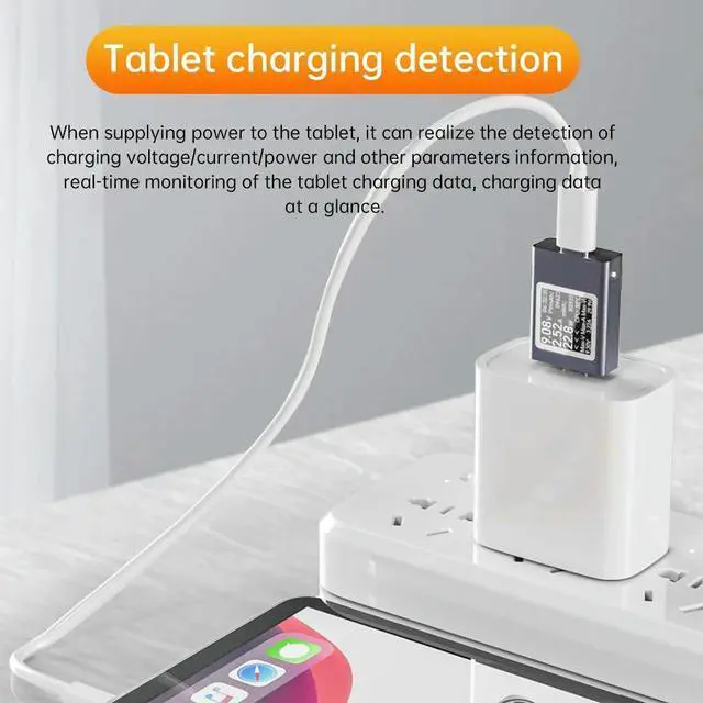 Alt view image 2 of 7 - USB C Power Meter Display DC Voltage Ammeter Power Meter Working Time Ammeter Voltmeter USB Cable Charger Detector
