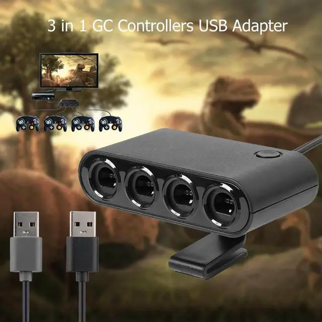 Alt view image 3 of 8 - 3 in 1 4 Port Game Controller Adapter Computer Cable Fit for Nintend Switch/Wiiu