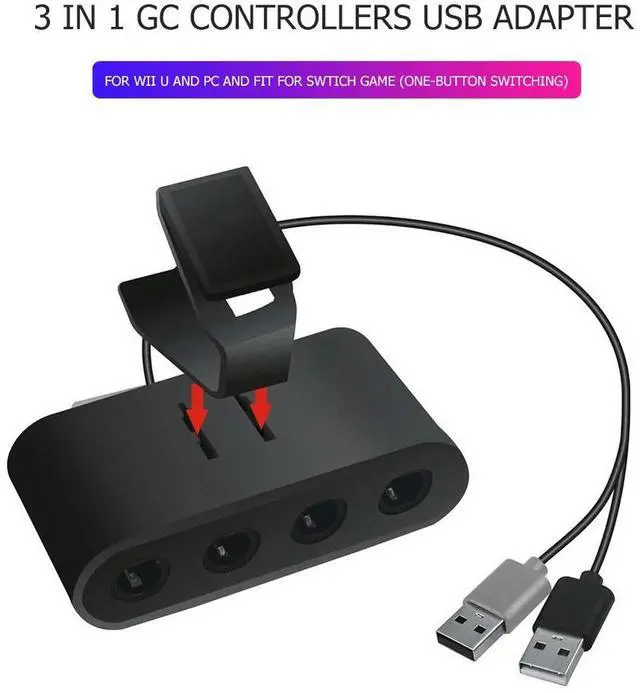 Alt view image 4 of 8 - 3 in 1 4 Port Game Controller Adapter Computer Cable Fit for Nintend Switch/Wiiu
