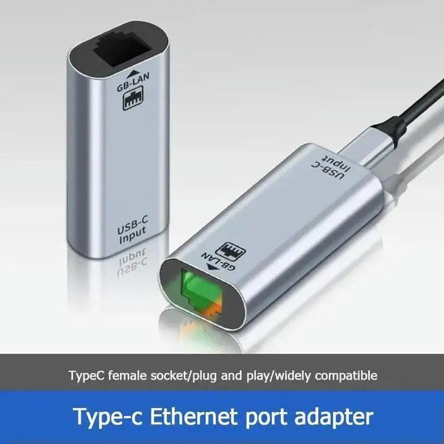Alt view image 5 of 8 - USB C Type-C Female to RJ45 Female Ethernet Gigabit Wired LAN Network Adapter