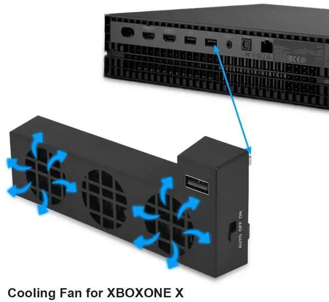 Alt view image 8 of 8 - Temperature Control USB Cooling fan for Xbox One X Console Cooling System for Xbox One X Gaming Console with 3 Cooling Fans