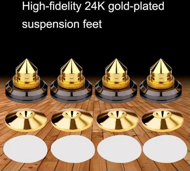 Alt view image 6 of 7 - 4pcs Copper Speaker Spikes Stand CD Subwoofer Amplifier Turntable Isolation Feet