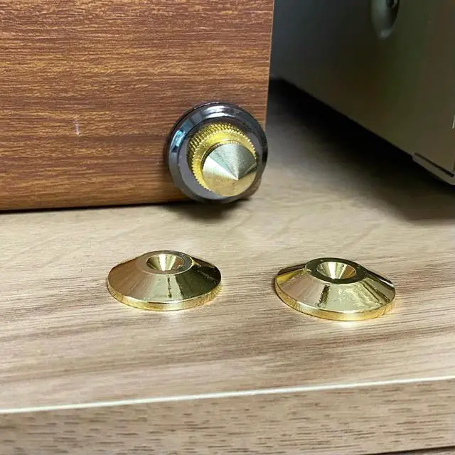 Alt view image 7 of 7 - 4pcs Copper Speaker Spikes Stand CD Subwoofer Amplifier Turntable Isolation Feet