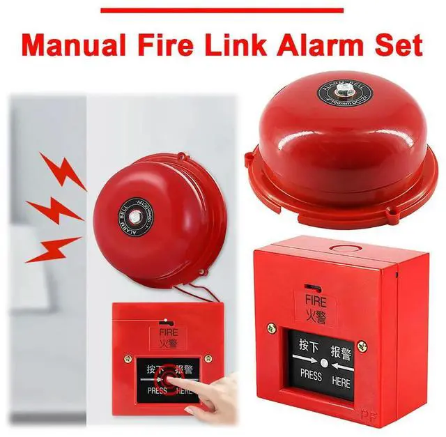 Alt view image 6 of 7 - 4 Inch l Fire Control AC 220V Manual Call Point Fire Alarm Resettable Pull Station Internal Strike Type Electric Bell 100db