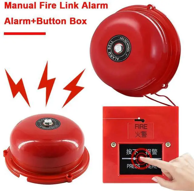 Alt view image 5 of 7 - 4 Inch l Fire Control AC 220V Manual Call Point Fire Alarm Resettable Pull Station Internal Strike Type Electric Bell 100db