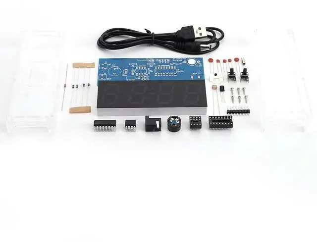 Alt view image 5 of 7 - 4 Digit DIY LED Clock Kit USB Powered Electronic Clock Kit(seven colors)