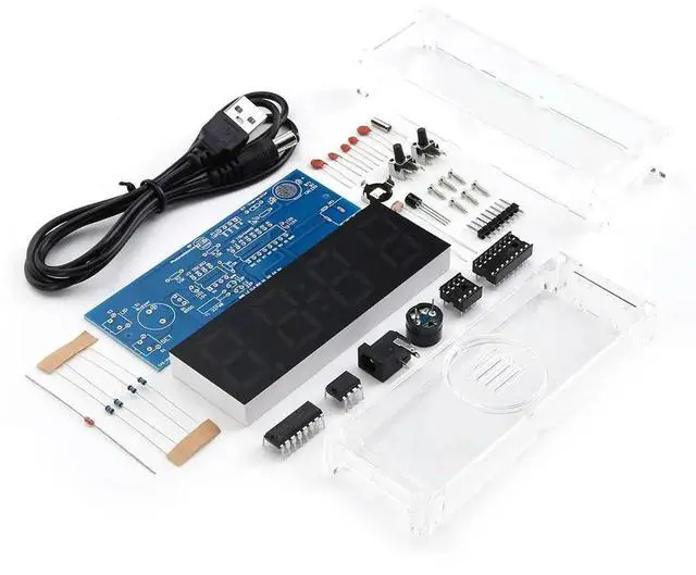 Alt view image 7 of 7 - 4 Digit DIY LED Clock Kit USB Powered Electronic Clock Kit(seven colors)