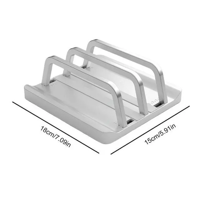 Alt view image 6 of 7 - 2 Slot Vertical Laptop Stand Anti-Slip Tablet Holder Space Saving Multi-Purpose Laptop Holder for Computer Tablet Phone