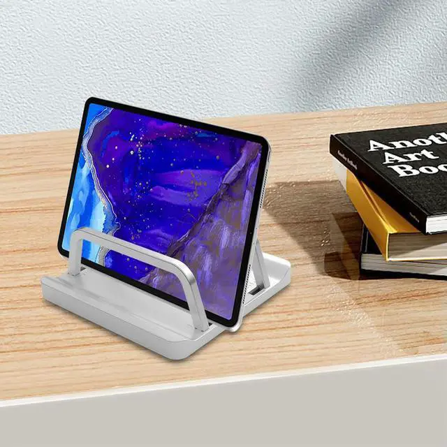 Alt view image 7 of 7 - 2 Slot Vertical Laptop Stand Anti-Slip Tablet Holder Space Saving Multi-Purpose Laptop Holder for Computer Tablet Phone