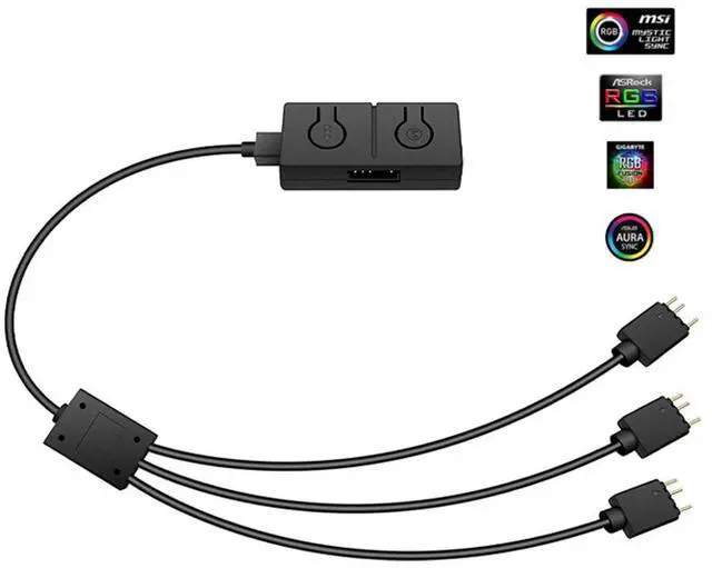 Alt view image 7 of 7 - 5V To 12V RGB Transfer Hub with 3-Way Splitter 5V ARGB To 12V RGB Converter Sync with Motherboard Built-in 50 Color Modes