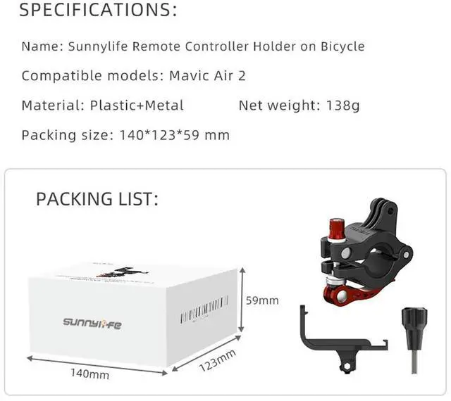 Alt view image 5 of 7 - Drone Remote Control Bike Bracket Safety Elements Playing Eco-friendly for Mavic Air 2 Cycling Handlebar Holder