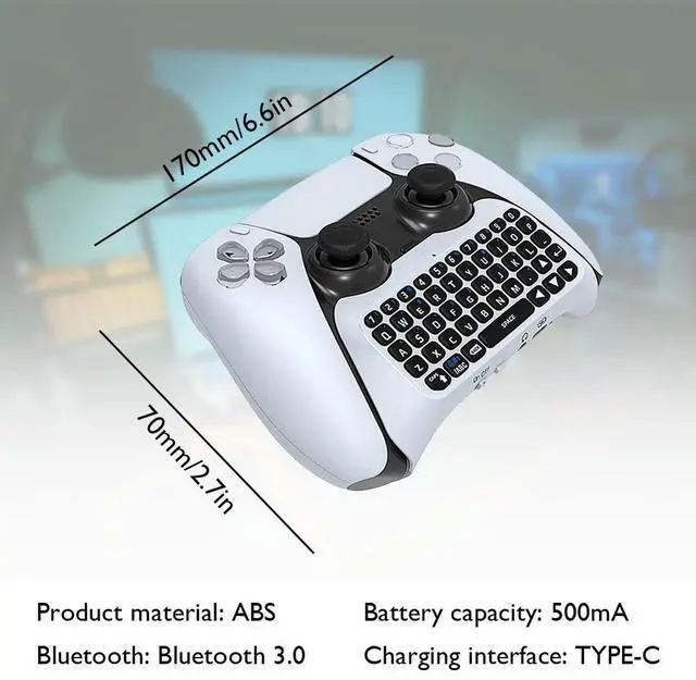 Alt view image 6 of 7 - Gaming Handle Keyboard 3.5mm Keyboard Handle Ergonomics Bluetooth-compatible 3.0 for PS5 Gamepad Mount Mini Keypad
