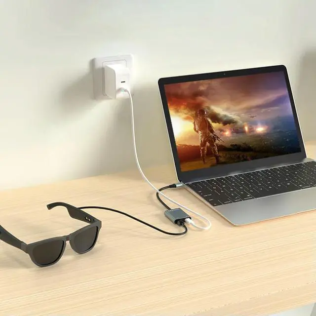 Alt view image 5 of 8 - 2 in 1 USB-C HUB PD100W&Data Transfer Multiport Adapter 10Gbps USB C Dongle Type-c Adapter for AR Glasses Phone Tablet Laptop PC