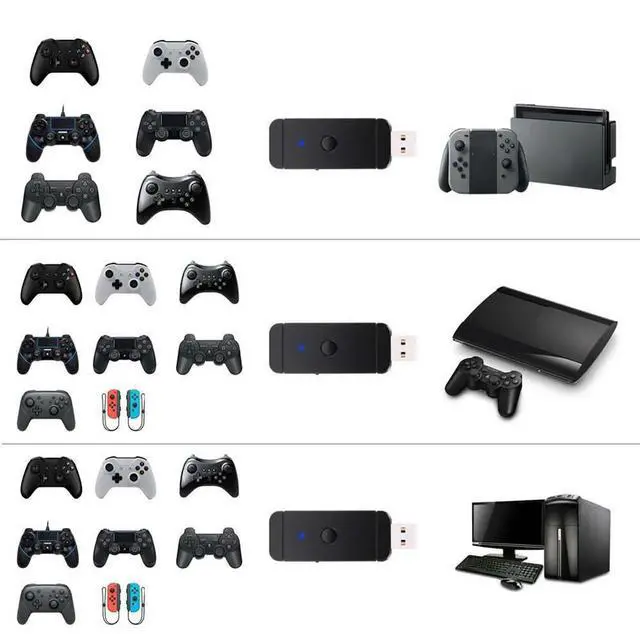 Alt view image 7 of 7 - Wireless Wired Controller Gamepad Converter Adapter Lightweight Game Playing for Nintendo Switches PS3 PC Elements
