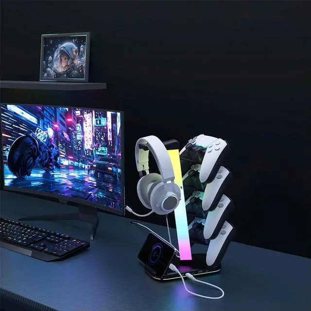 Alt view image 5 of 7 - 3 in 1 Universal Organizer 2 X Type-C & 1 X USB 2.0 Gaming Controller Headset Holder for Switch/Headphones/Controller