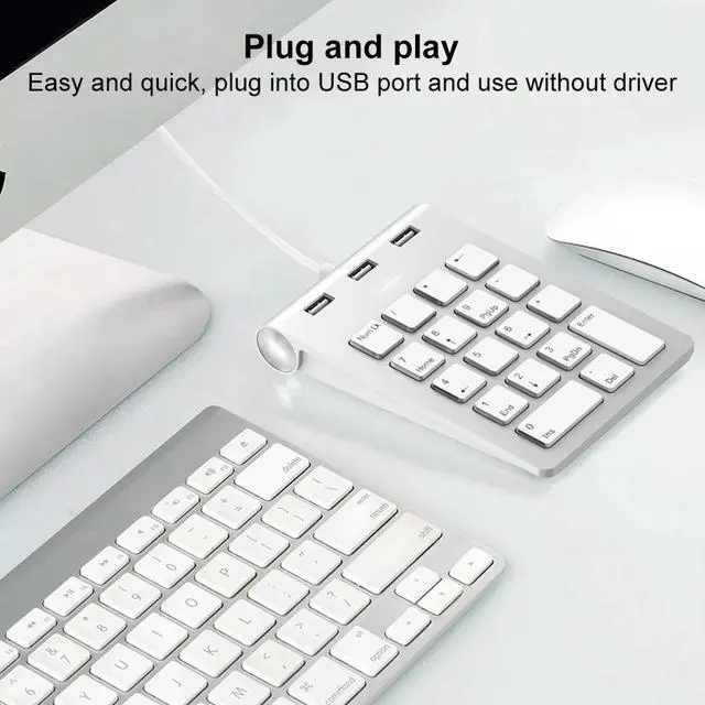 Alt view image 5 of 6 - USB & Type C Wired Number Keypad with 3 USB2.0 Port Hub 18 Keys Keyboard External Keypad for Laptop Computer Desk PC