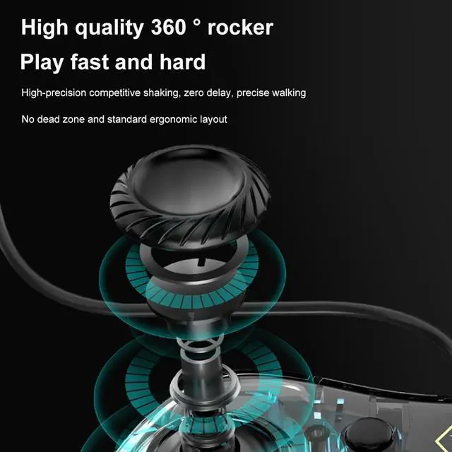 Alt view image 7 of 7 - RGB Game Controller Anti-wear Rocker Transparent Wired Games Handle Gaming Accessories Wired Gamepad Controller for PS Switch