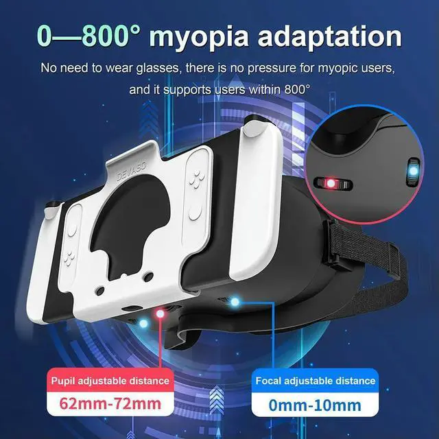 Alt view image 7 of 7 - VR Headset VR Goggles Headset Comfortable Headband 3D Virtual Reality Glasses Ergonomic Adjustable for Switch OLED Model/Switch