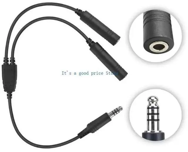Alt view image 6 of 7 - Aviation Headset Adapter Cable Converts Double Plugs to U174/U Helicopter Connector 7.1mm Tactical Earmuff Interfaces