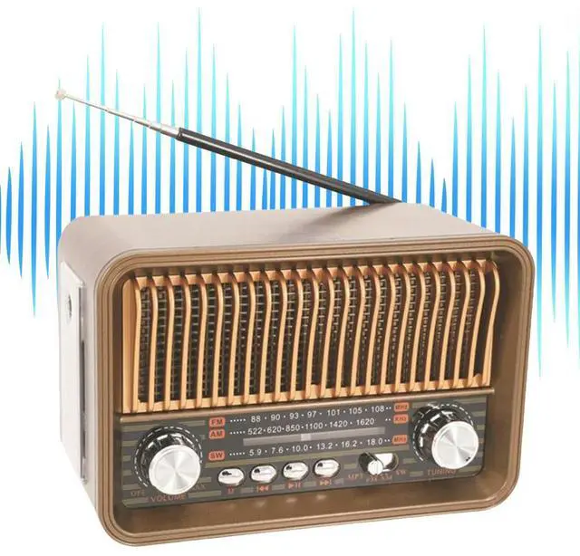 Alt view image 6 of 7 - Vintage Radio with BT Speaker LED Flashlight Retro Radio Support TF Card for Home Bedroom Living Room Kitchen