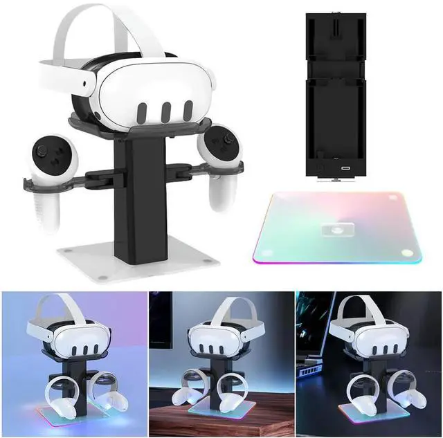 Alt view image 6 of 7 - RGB VR Charging Station Headset Display Stand and Controller Mount VR Display Stand for Quest 3/3S VR Headset & Controllers