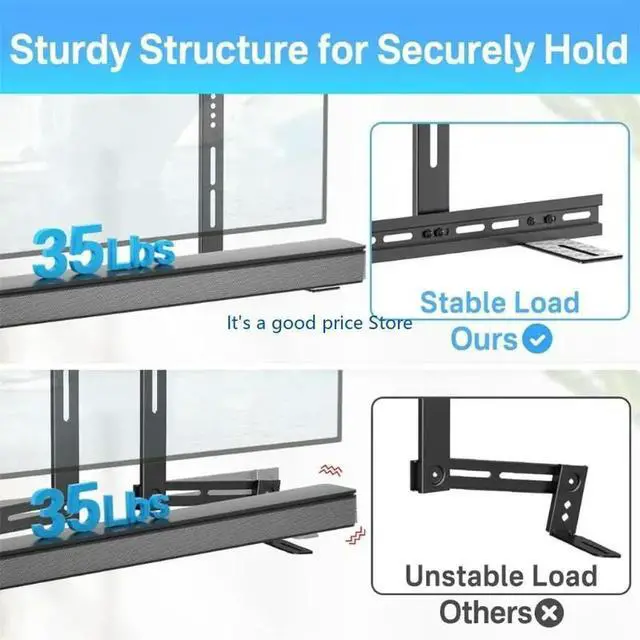 Alt view image 7 of 8 - Heavy Duty Soundbar Mount for TV Mount Height Adjustable Sound Bar Mount