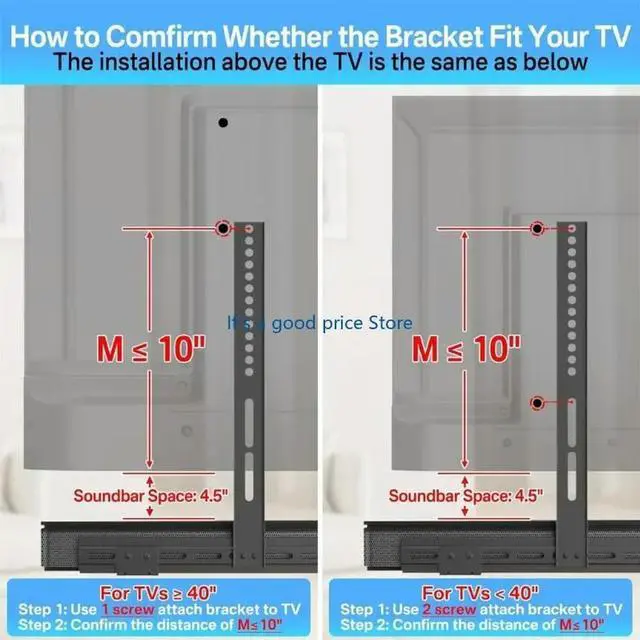 Alt view image 8 of 8 - Heavy Duty Soundbar Mount for TV Mount Height Adjustable Sound Bar Mount