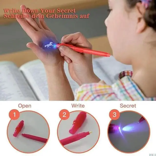 Alt view image 2 of 8 - Secret Pen with UV light Invisible Writing Pen with UV Light Detective Pen Birthday Gift Bags Filler for Children