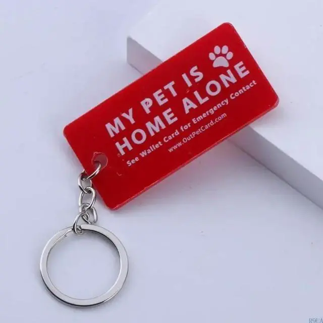 Alt view image 4 of 7 - My Pets are Home Alone Alert Keychain Emergency Contact Wallet Card Folded Pet Emergency Wallet