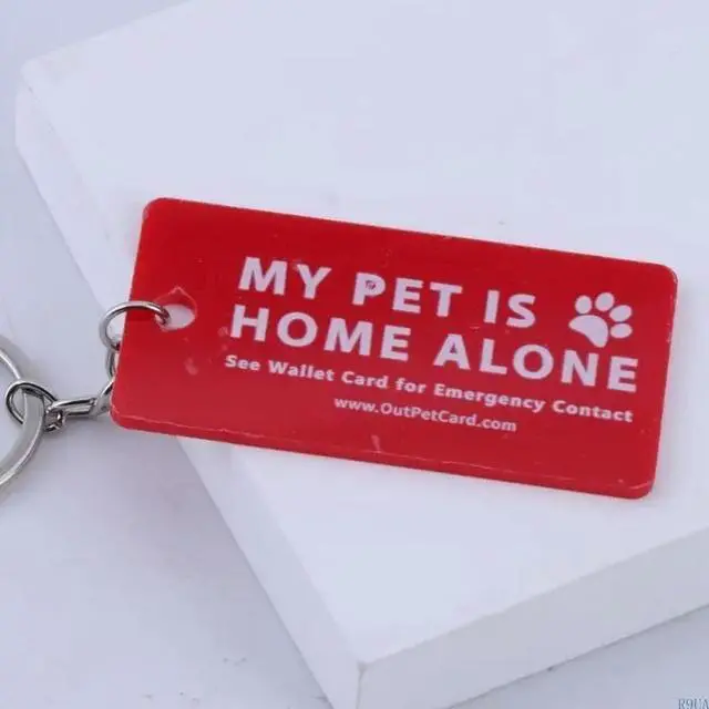 Alt view image 3 of 7 - My Pets are Home Alone Alert Keychain Emergency Contact Wallet Card Folded Pet Emergency Wallet