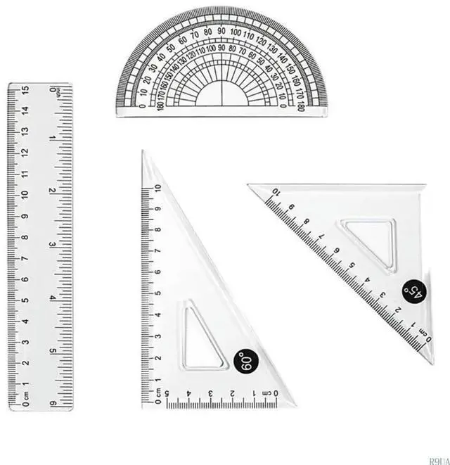 Alt view image 2 of 7 - 4 Pcs Ruler Protractor Set Geometry Tool 15cm Ruler Set Triangle Ruler for Classroom Homework Learning Accessories