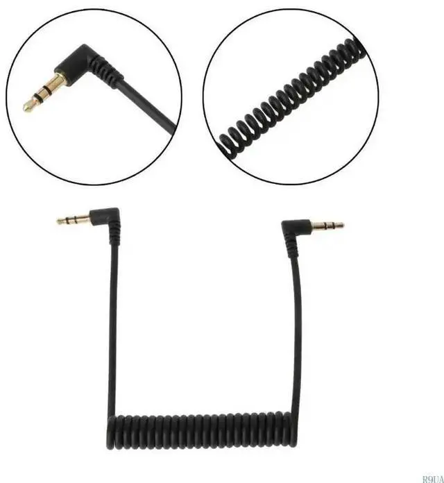 Alt view image 2 of 4 - 90 Degree Right Angled 3.5mm Male To Male Spring Stereo Car AUX Cable