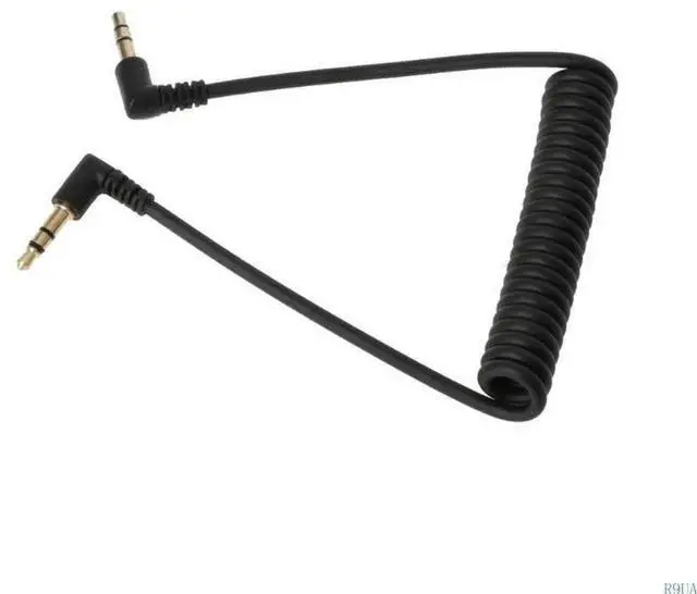 Alt view image 3 of 4 - 90 Degree Right Angled 3.5mm Male To Male Spring Stereo Car AUX Cable
