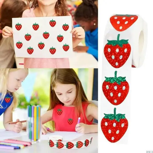 Alt view image 3 of 4 - 500 Pcs Fruit Sticker Strawberry Sticker Sparkly Red Sticker Decorative Sticker