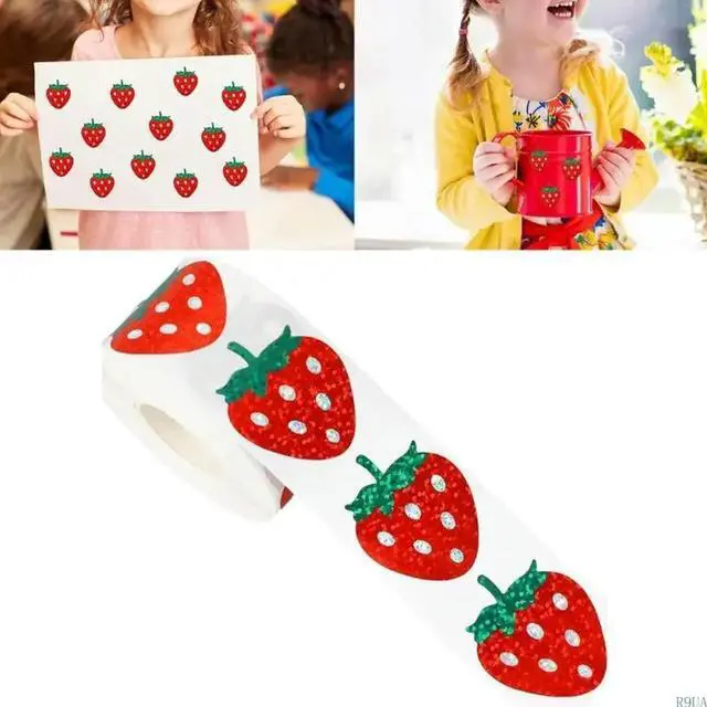 Alt view image 4 of 4 - 500 Pcs Fruit Sticker Strawberry Sticker Sparkly Red Sticker Decorative Sticker