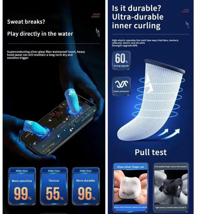 Alt view image 2 of 4 - 2Pairs Game Sweat-Proof Finger Cover Fingertip Gloves for PUBG Game