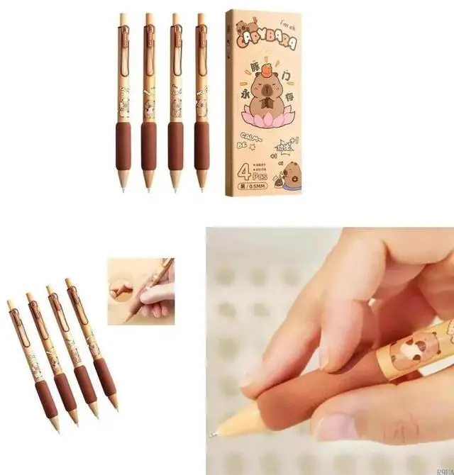 Main image of 4PCS Cartoon Gel Inks Pen Quick Dry Retractable Gel Pen 0.5MM Pen Point Comfortable Grip for Daily Writing Journaling