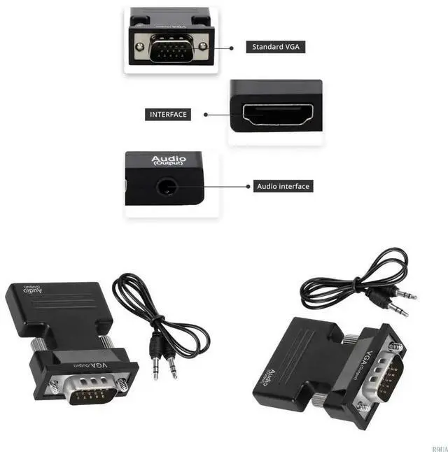 Main image of HDTV To VGA Adapter Converters Sound Output For Laptop PC Monitors Projectors