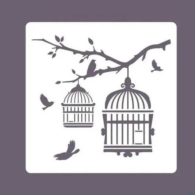 Main image of Reusable Flower Painting Stencils Beautiful Floral Birds DIY Art Craft Templates on Wall Paper Card Canvas Door 8x