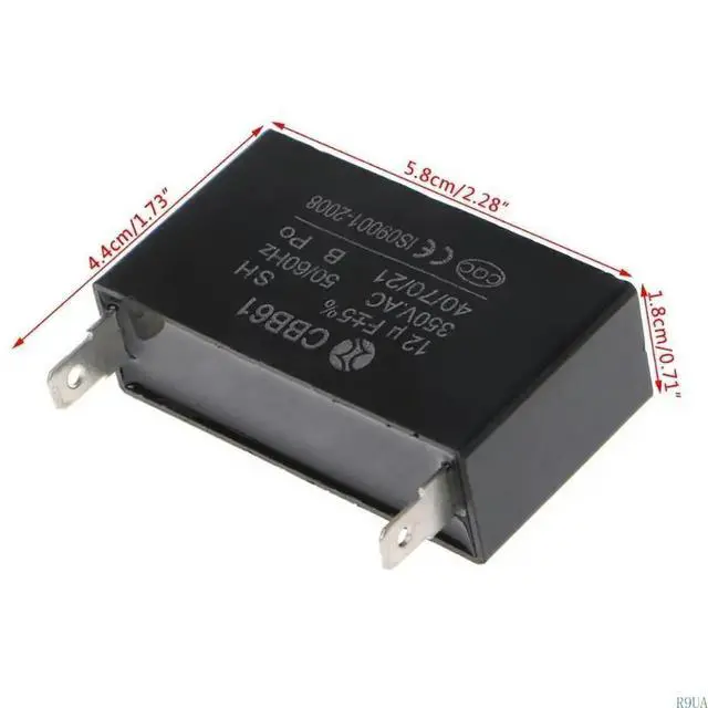 Alt view image 3 of 4 - Black 12uF Generator Capacitor Generator CBB61 12uF 50/60Hz 350VAC Fan Motor