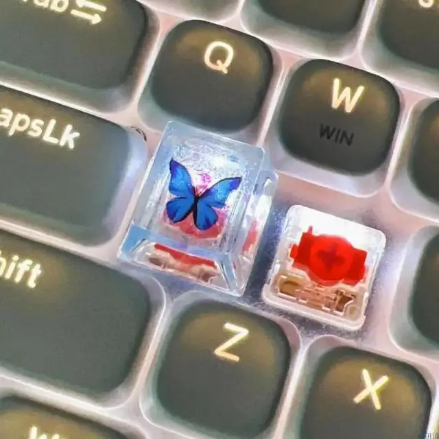 Alt view image 3 of 4 - Colorful Resin Butterfly Mechanical Keycap OEM Height Keyboards Customization