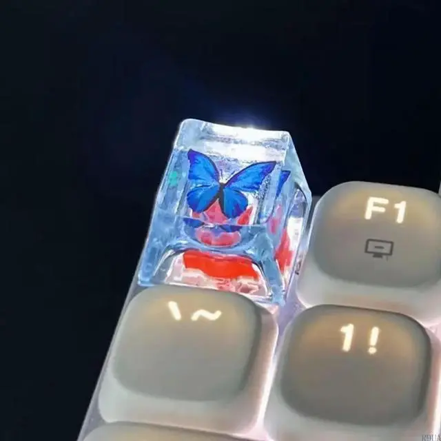 Alt view image 4 of 4 - Colorful Resin Butterfly Mechanical Keycap OEM Height Keyboards Customization