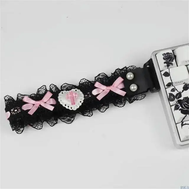 Alt view image 4 of 4 - Adhesive Keyboard Carrying Strap Lace Fabric Straps Lanyard Easy To Use