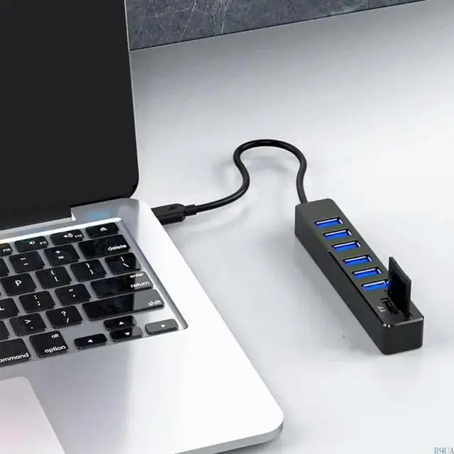 Alt view image 2 of 4 - 8 Port USB 2.0 Hub and Card Reader for Rapid File Sharing for Laptop PC Keyboard